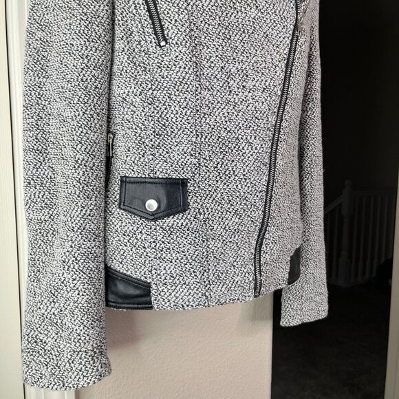 NWT Blanc Noir Women’s Long Sleeve Knitted Leather Jacket Size Small #650 - Picture 4 of 17